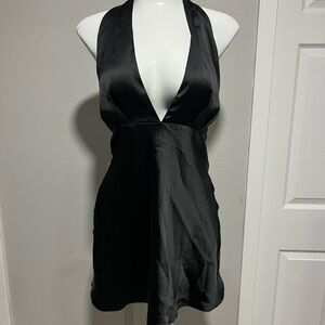 Zara Black Satin Backless Dress